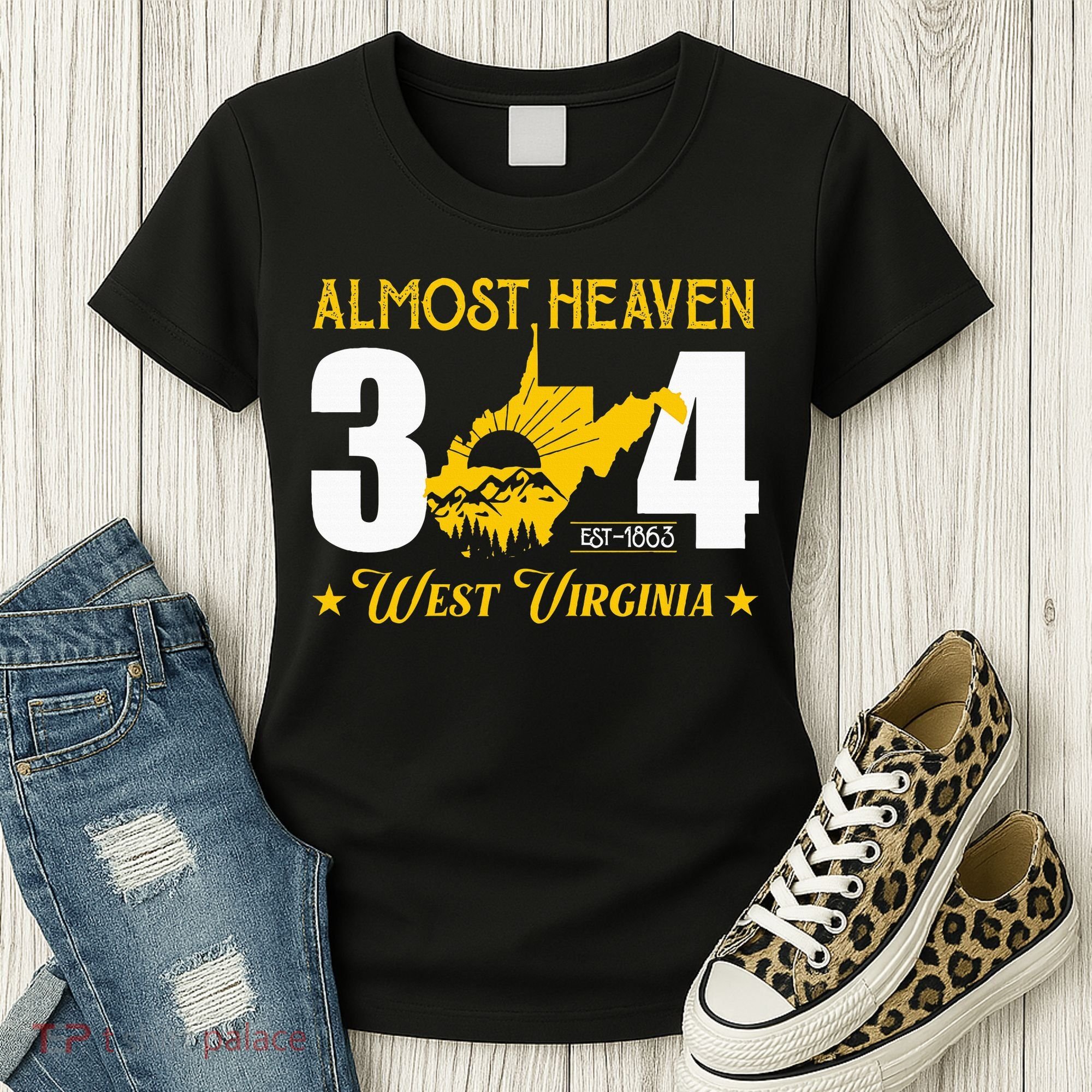 Almost Heaven 304 West Virginia Map Women's T-Shirt