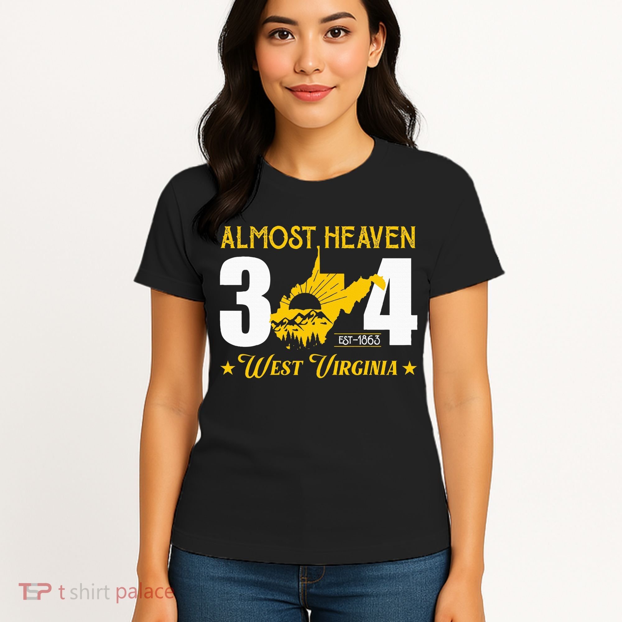 Almost Heaven 304 West Virginia Map Women's T-Shirt