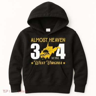 Almost Heaven 304 West Virginia Map Kids Hoodie