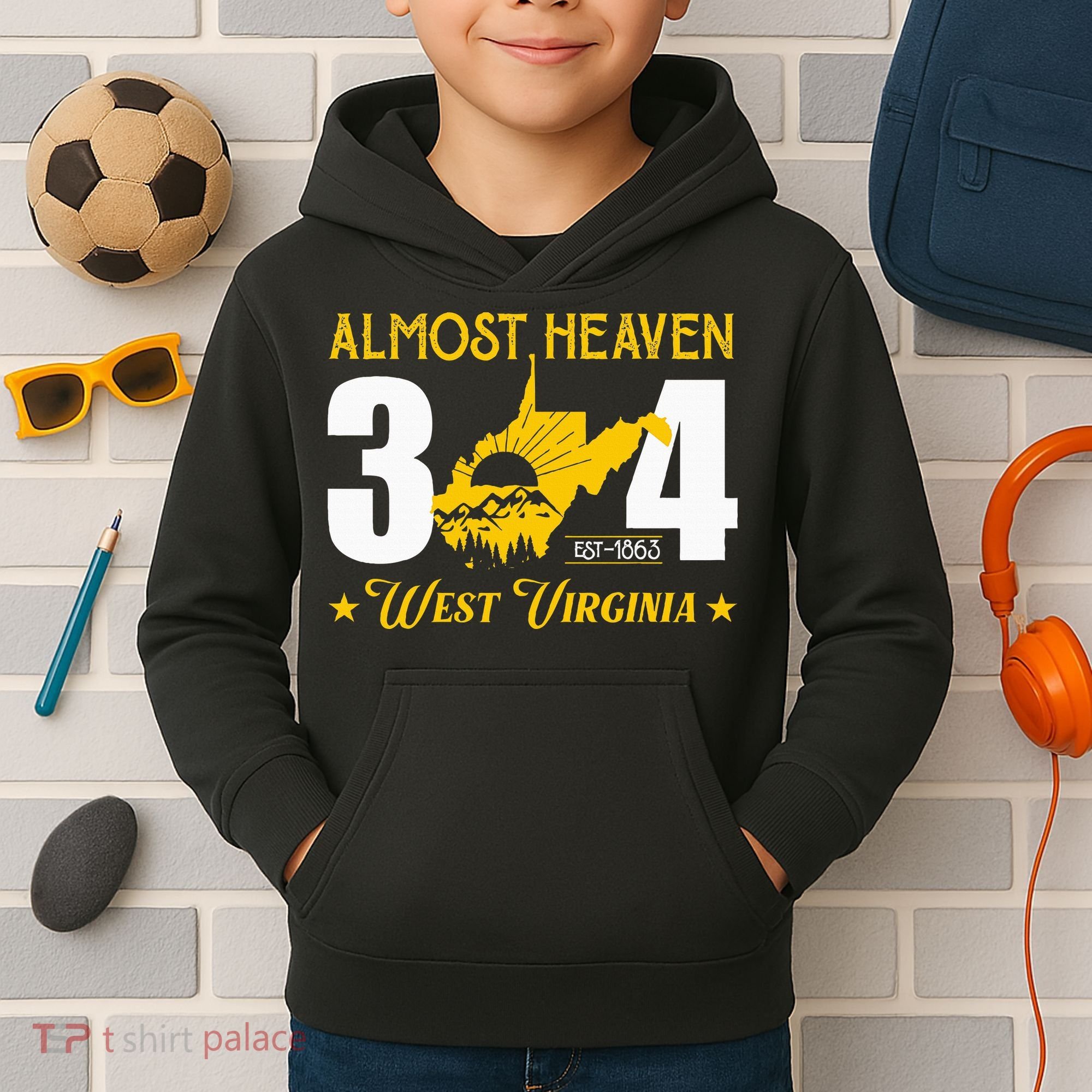 Almost Heaven 304 West Virginia Map Kids Hoodie
