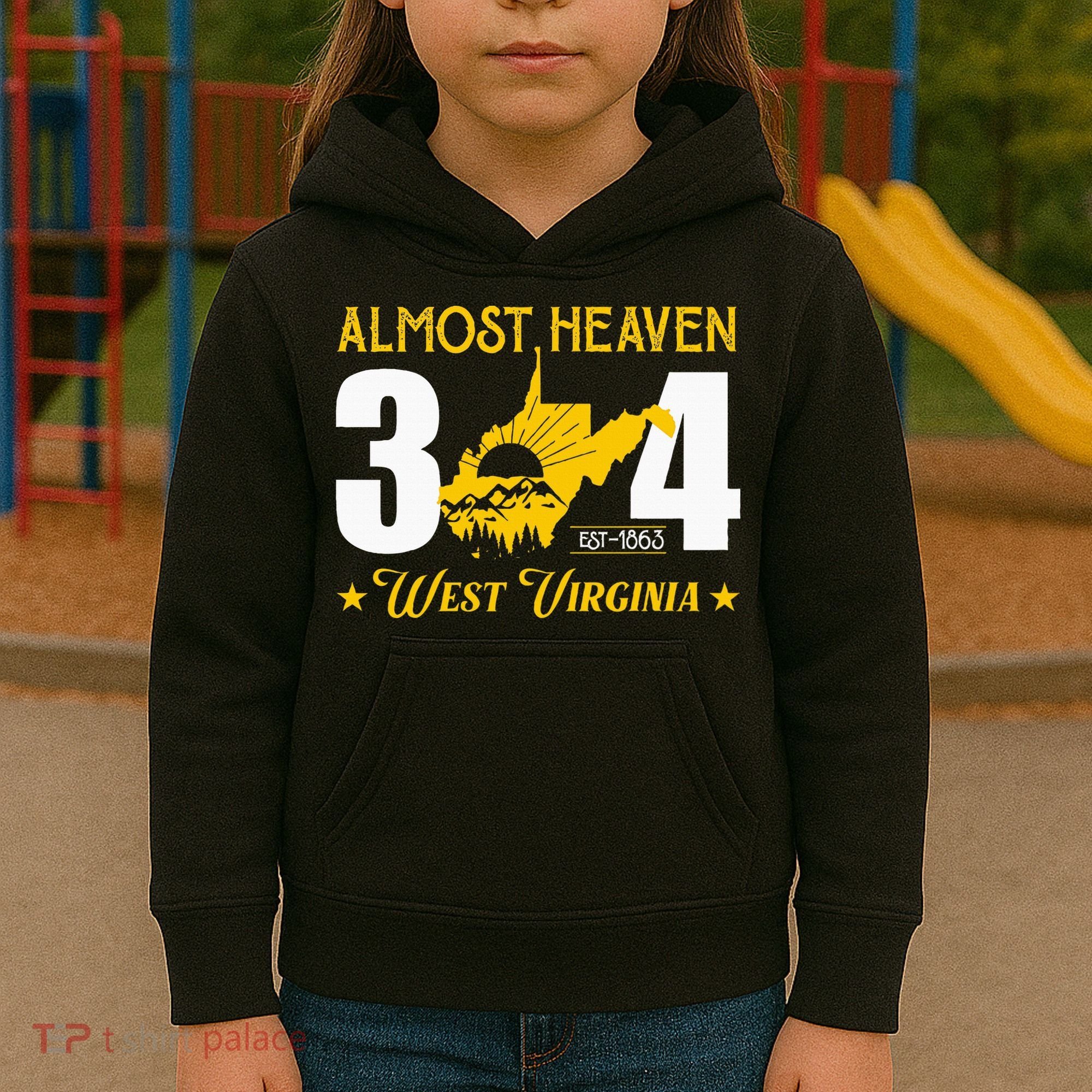 Almost Heaven 304 West Virginia Map Kids Hoodie