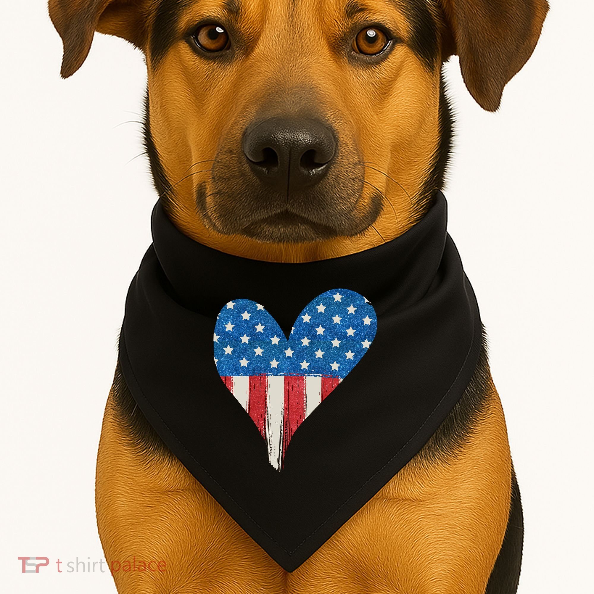 America Heart 4th Of July USA-Made Doggie Bandana