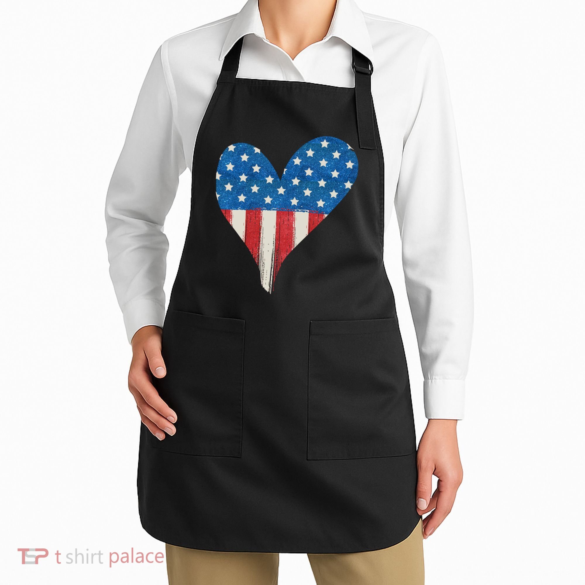 America Heart 4th Of July Apron