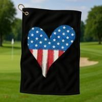 America Heart 4th Of July Golf Towel thumb 1