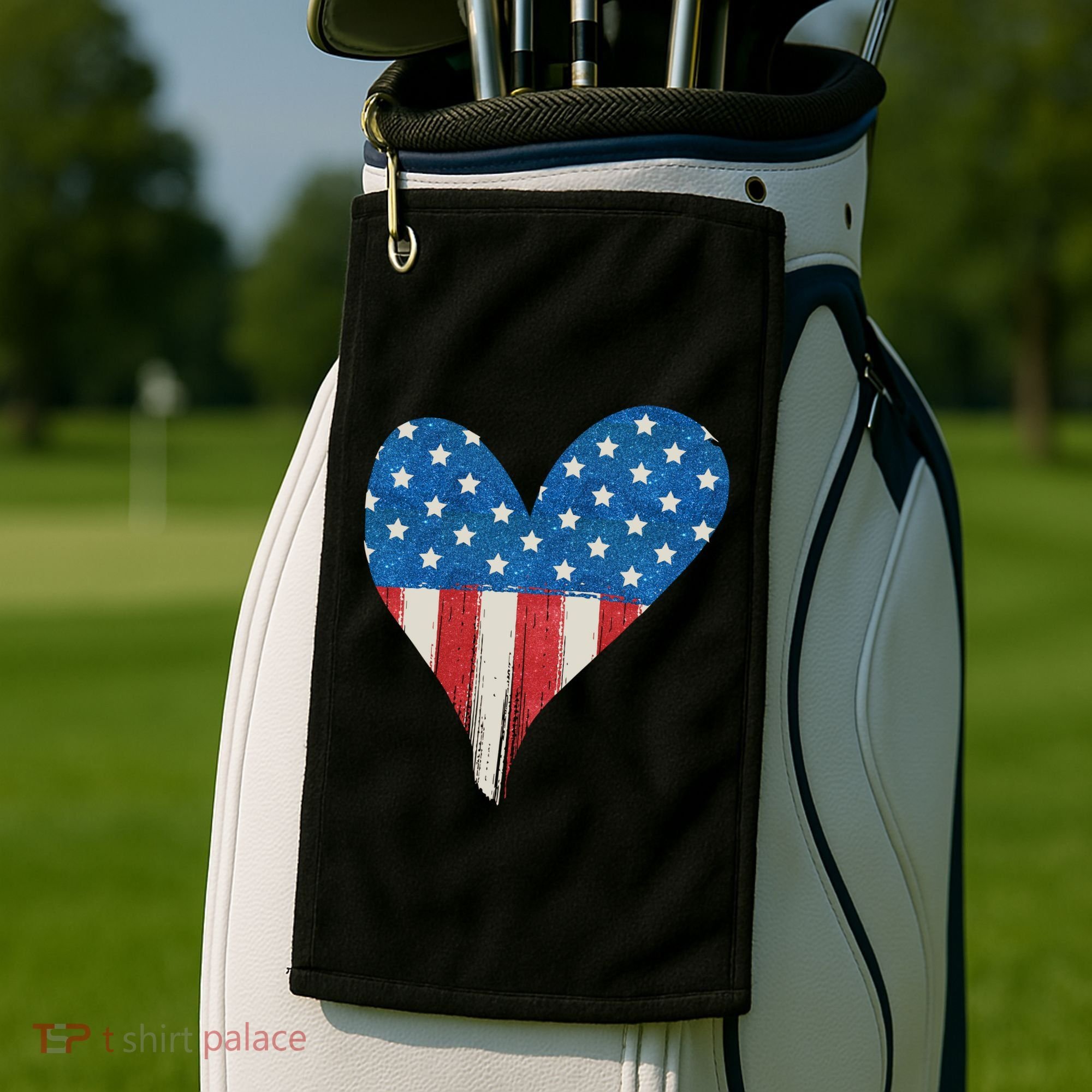 America Heart 4th Of July Golf Towel