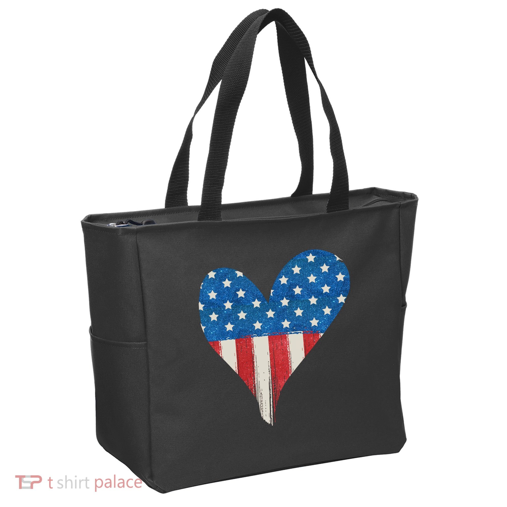 America Heart 4th Of July Tote Bag