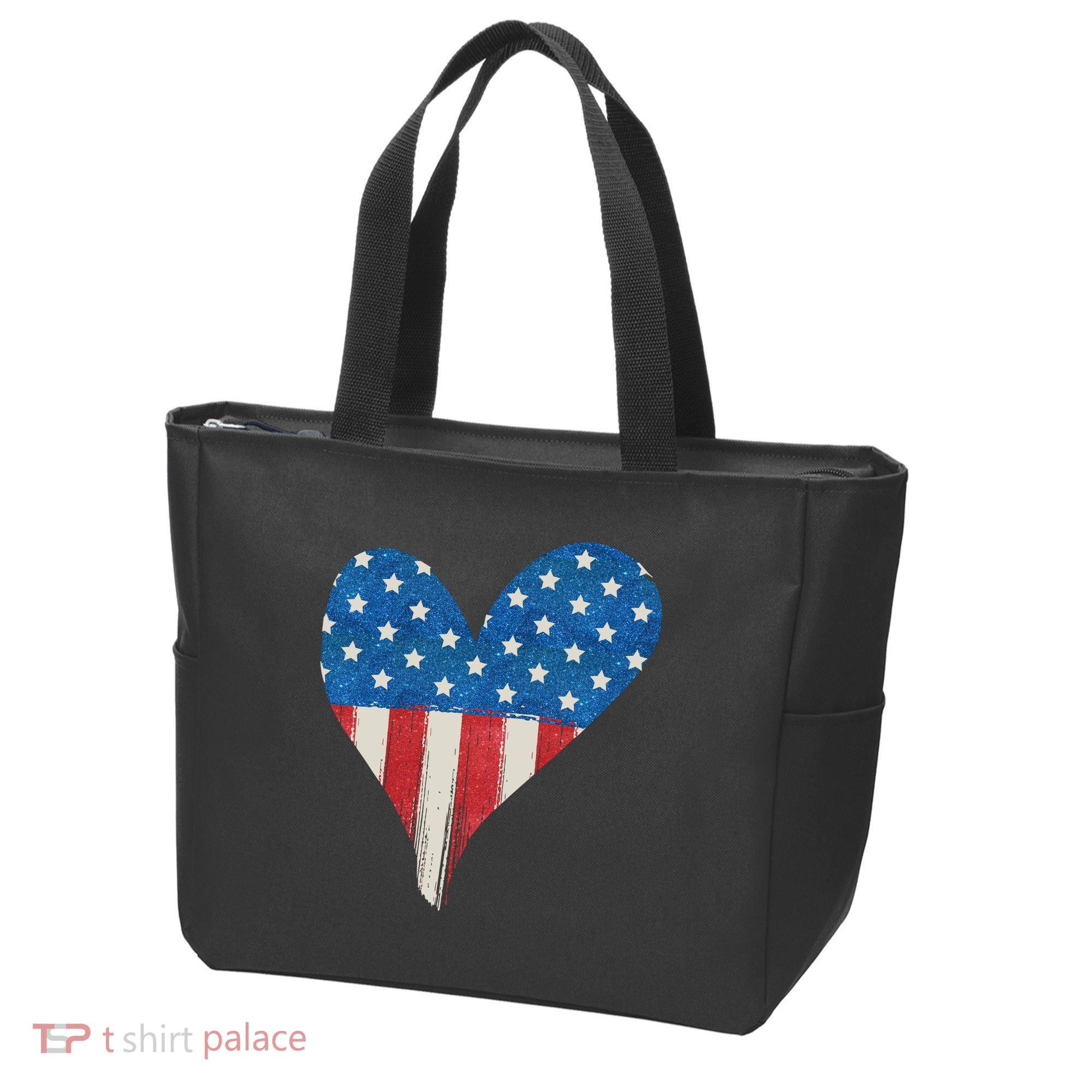 America Heart 4th Of July Tote Bag