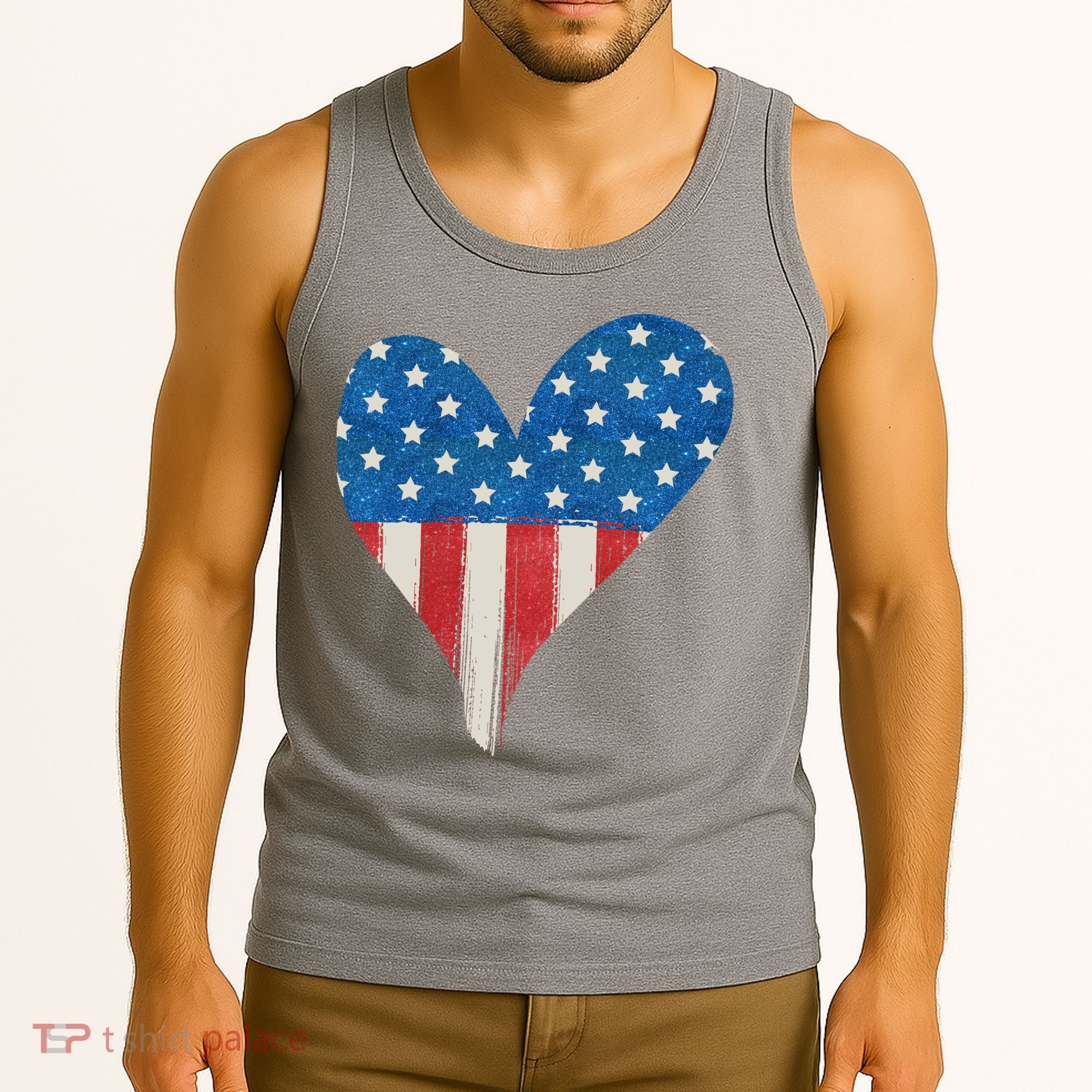 America Heart 4th Of July Tank Top