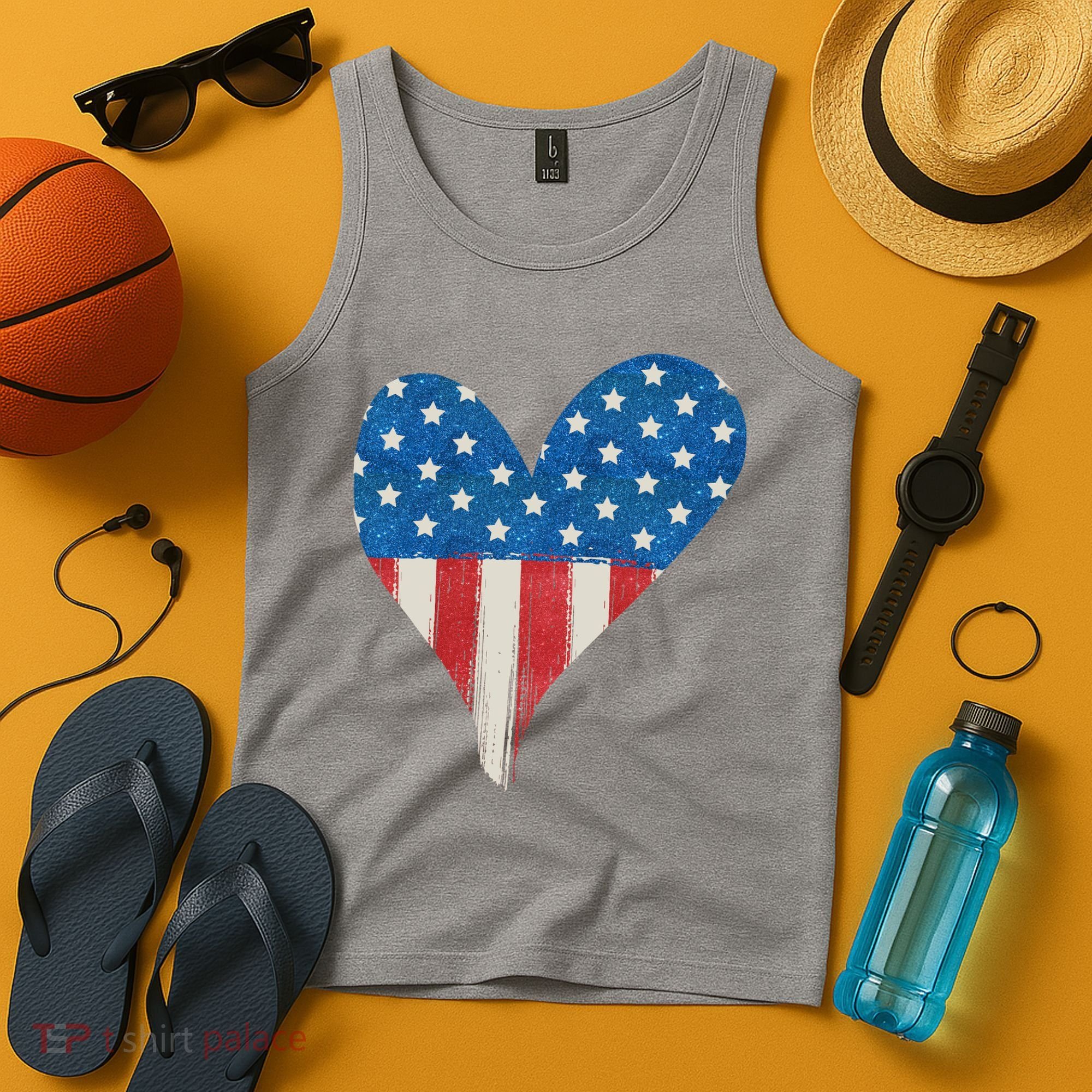 America Heart 4th Of July Tank Top