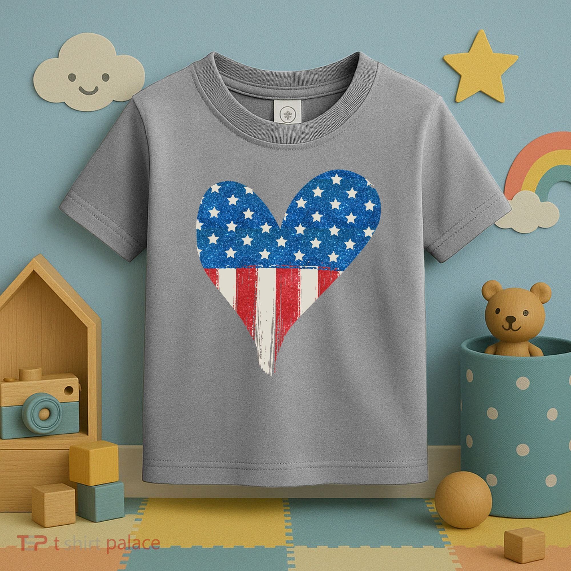 America Heart 4th Of July Toddler T-Shirt