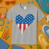 America Heart 4th Of July Kids T-Shirt thumb 3