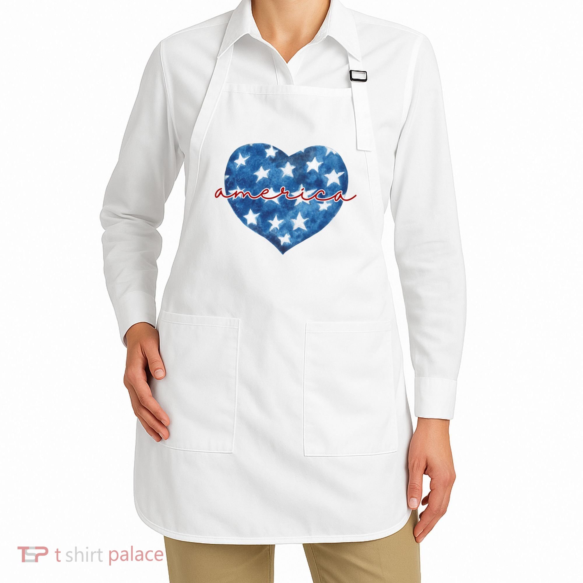 America Heart 4th Of July Cute Festive Apron