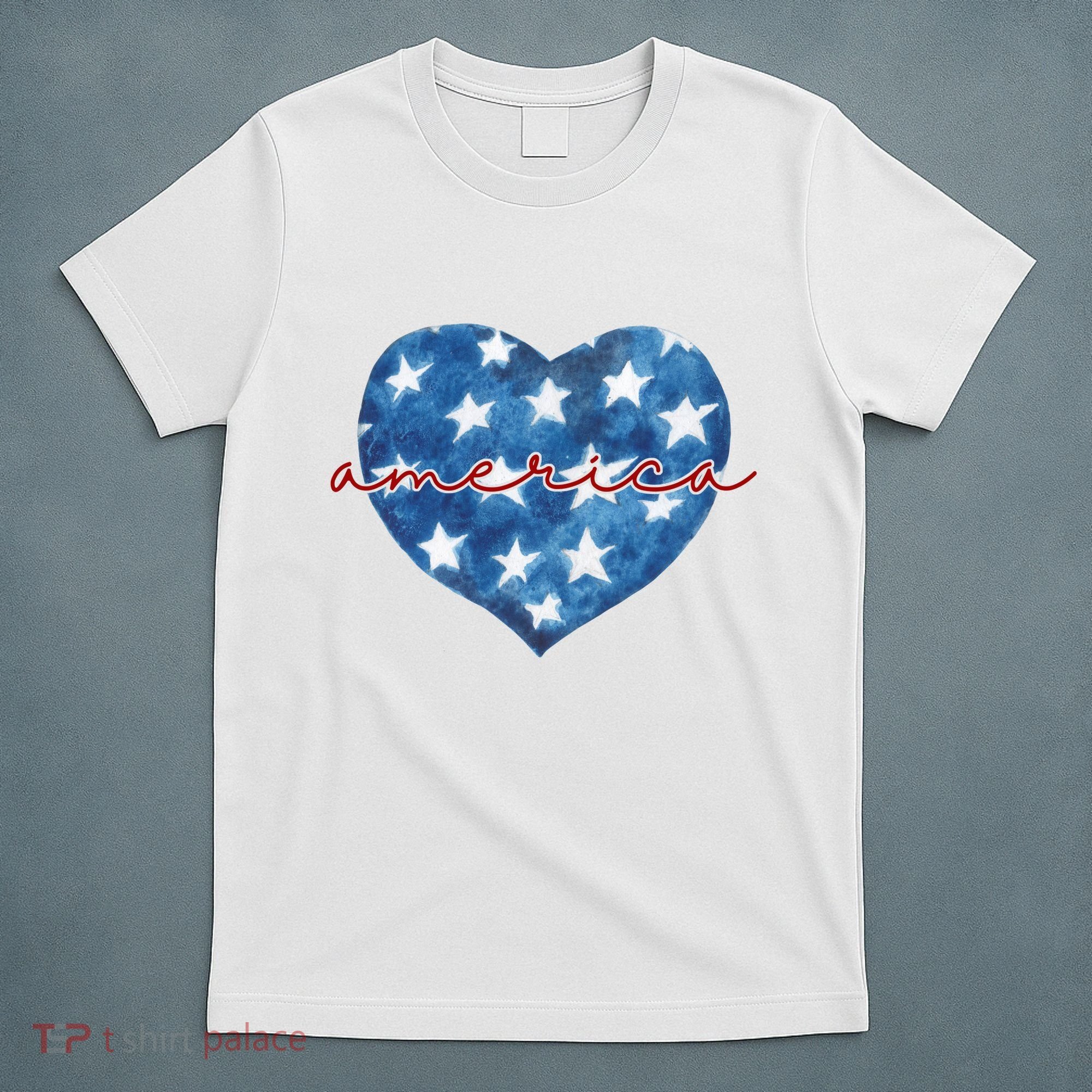 America Heart 4th Of July Cute Festive T-Shirt