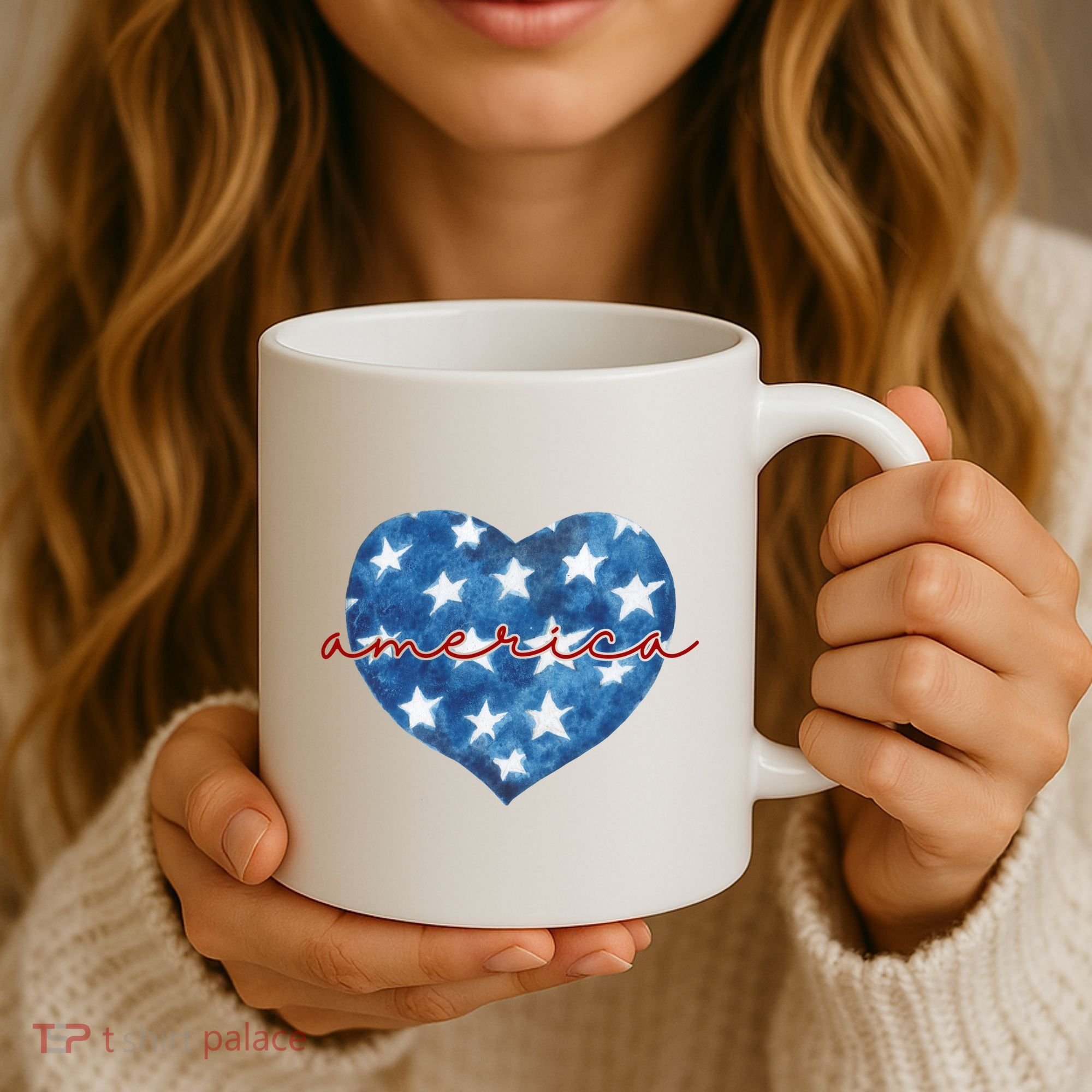 America Heart 4th Of July Cute Festive Coffee Mug