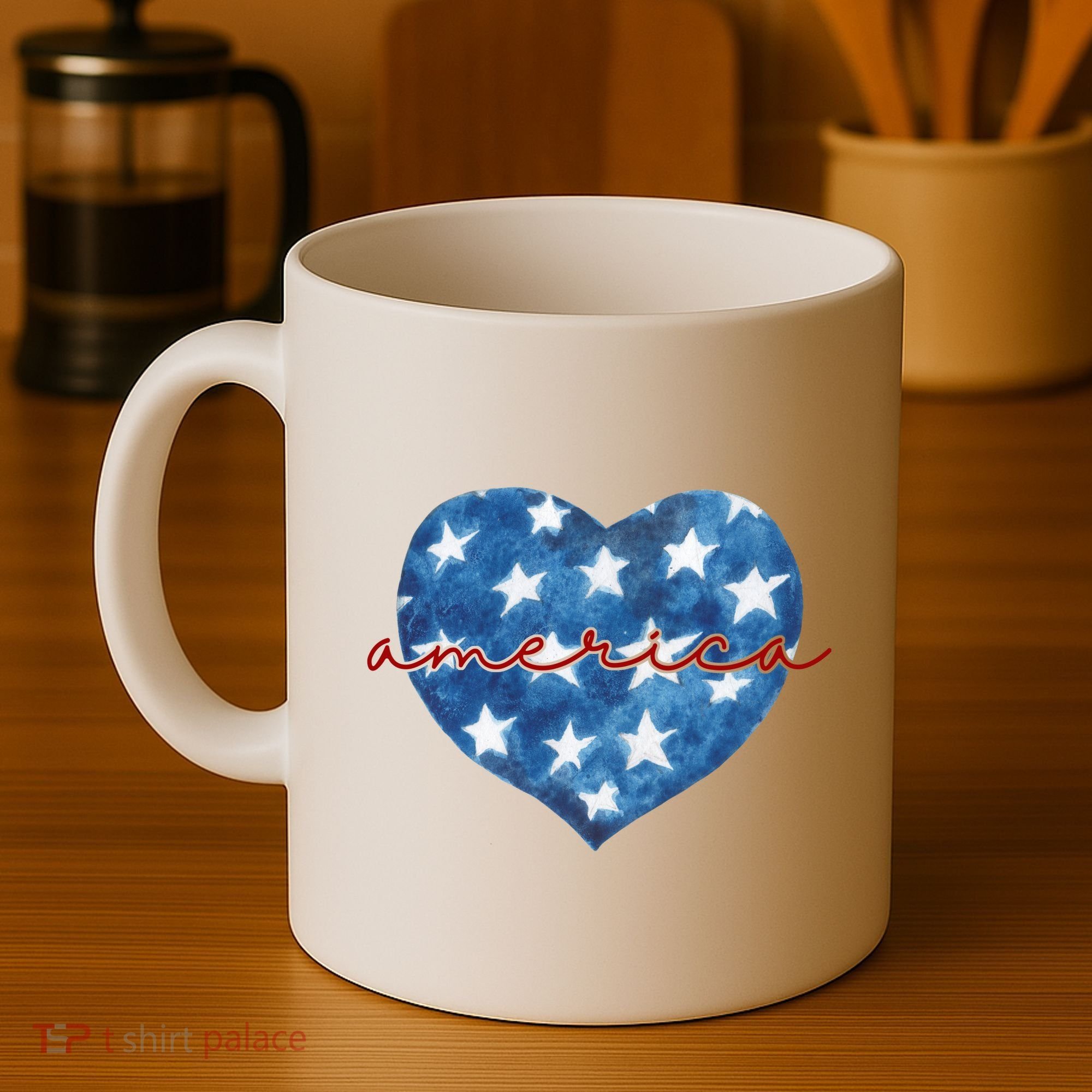 America Heart 4th Of July Cute Festive Coffee Mug
