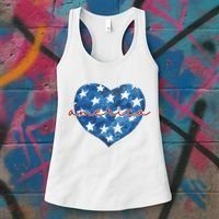 America Heart 4th Of July Cute Festive Women's Tank Top thumb 3