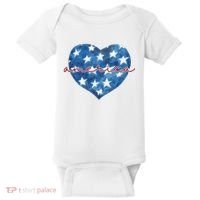 America Heart 4th Of July Cute Festive Baby Bodysuit thumb 0