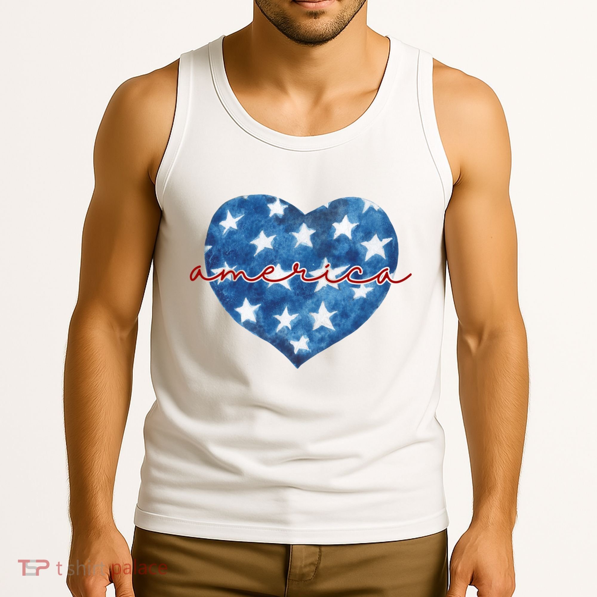 America Heart 4th Of July Cute Festive Tank Top