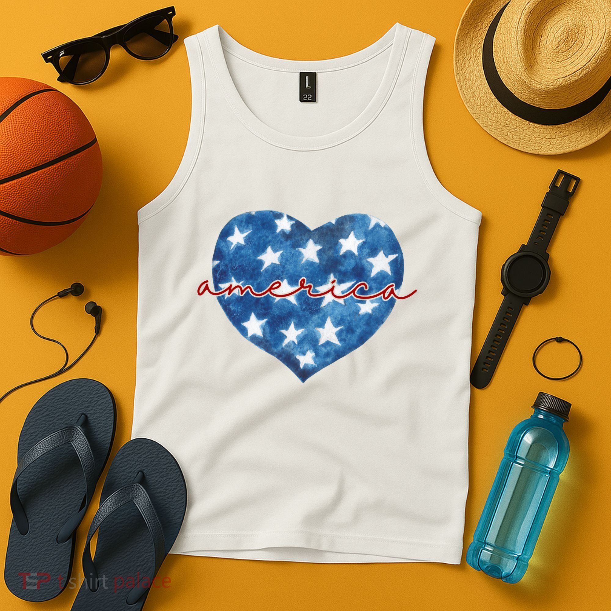America Heart 4th Of July Cute Festive Tank Top