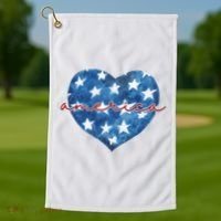 America Heart 4th Of July Cute Festive Golf Towel thumb 1