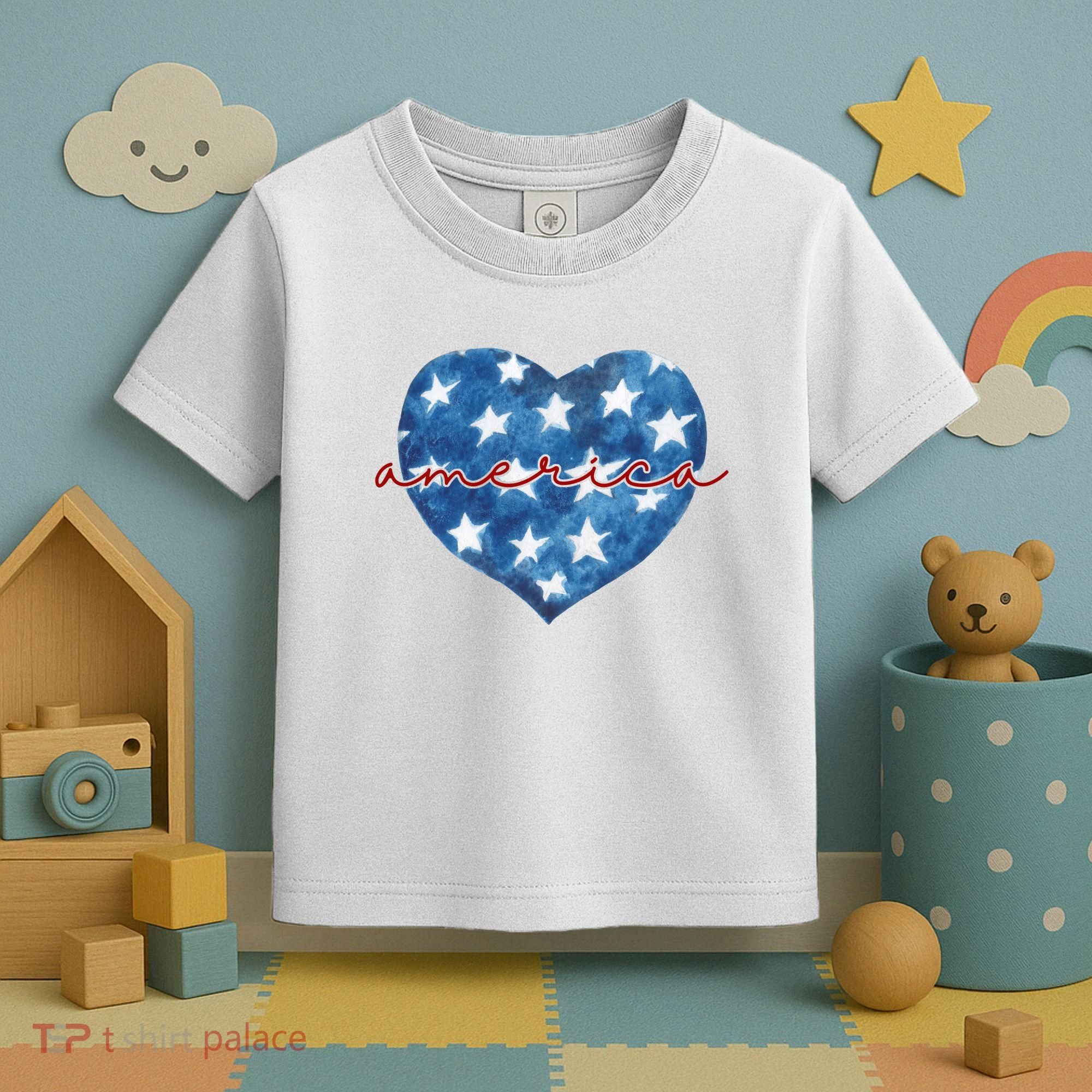 America Heart 4th Of July Cute Festive Toddler T-Shirt