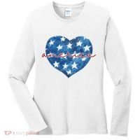 America Heart 4th Of July Cute Festive Women's Long Sleeve Shirt thumb 0
