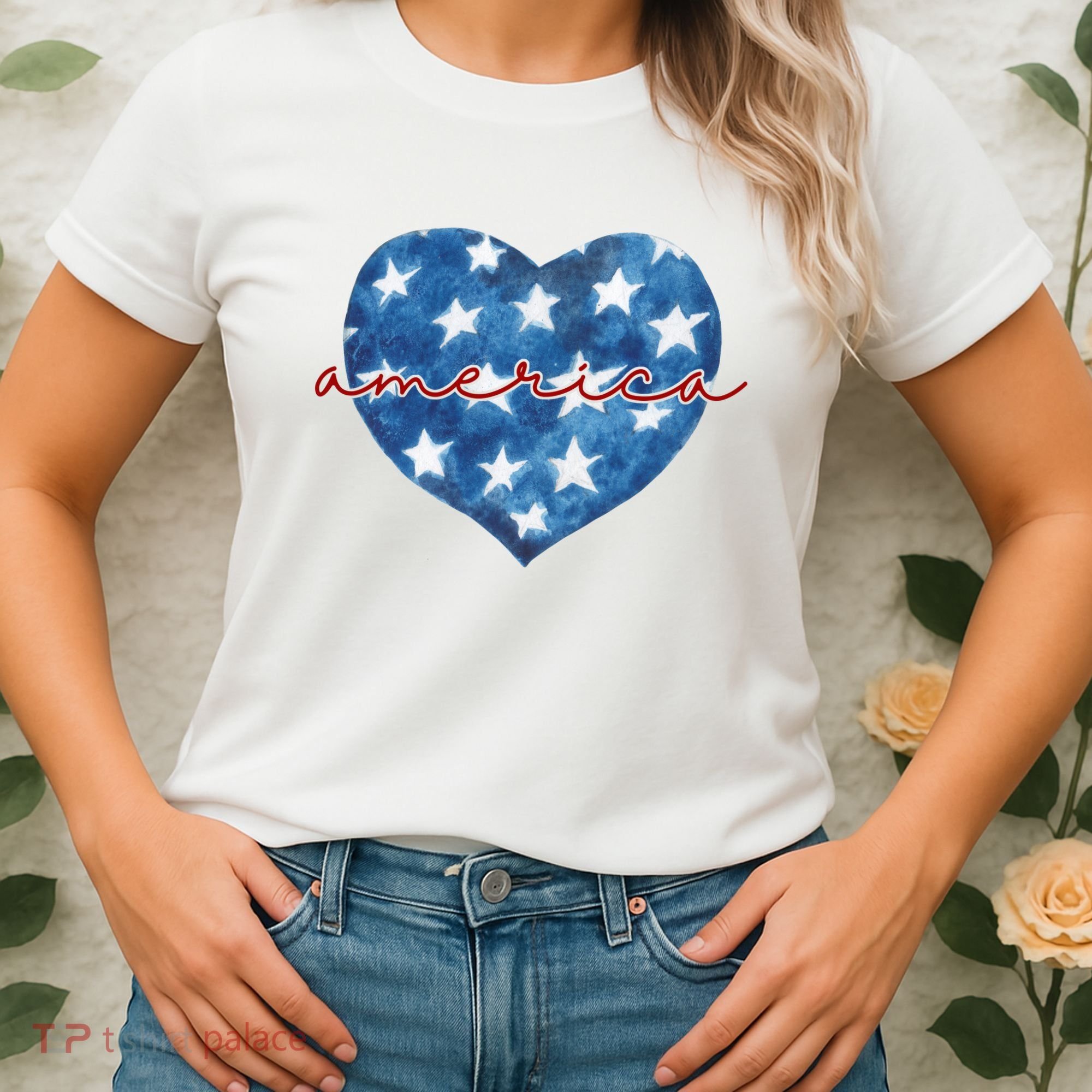 America Heart 4th Of July Cute Festive Women's T-Shirt
