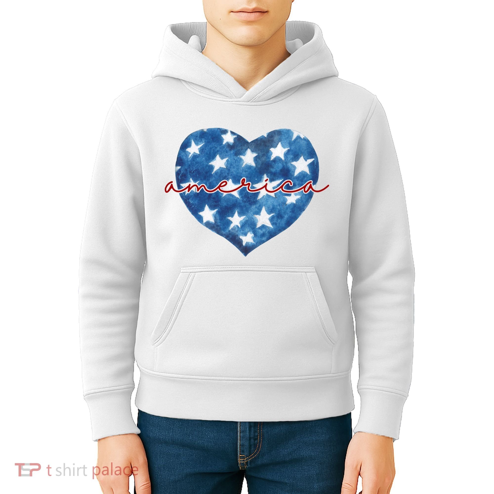 America Heart 4th Of July Cute Festive Kids Hoodie