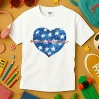 America Heart 4th Of July Cute Festive Kids T-Shirt thumb 3