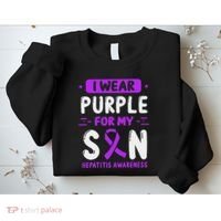 Autoimmune Hepatitis Awareness Son Purple Ribbon Children Sweatshirt thumb 2