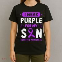 Autoimmune Hepatitis Awareness Son Purple Ribbon Children T-Shirt thumb 4