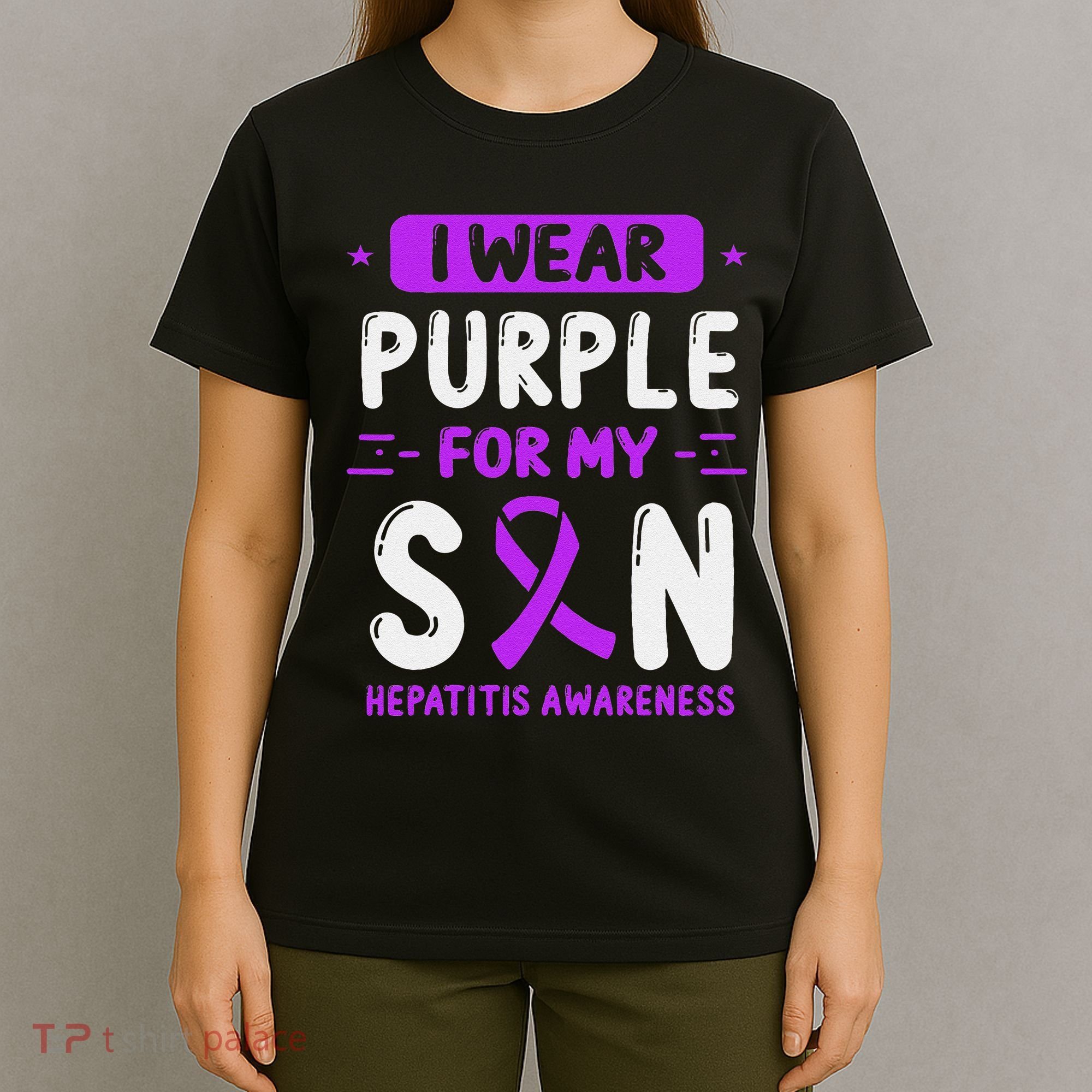 Autoimmune Hepatitis Awareness Son Purple Ribbon Children T-Shirt