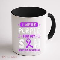 Autoimmune Hepatitis Awareness Son Purple Ribbon Children Coffee Mug thumb 1