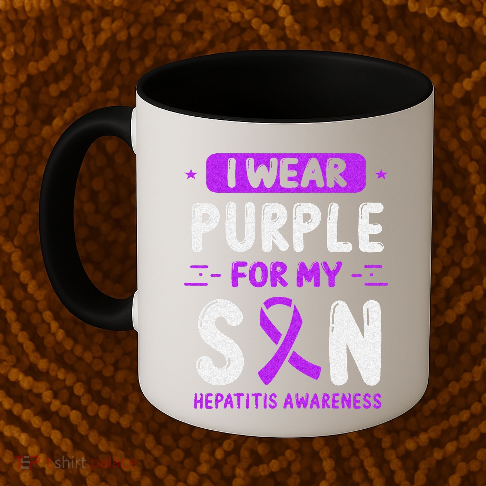 Autoimmune Hepatitis Awareness Son Purple Ribbon Children Coffee Mug