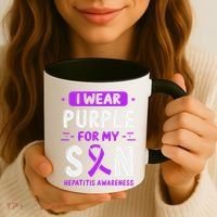 Autoimmune Hepatitis Awareness Son Purple Ribbon Children Coffee Mug thumb 3