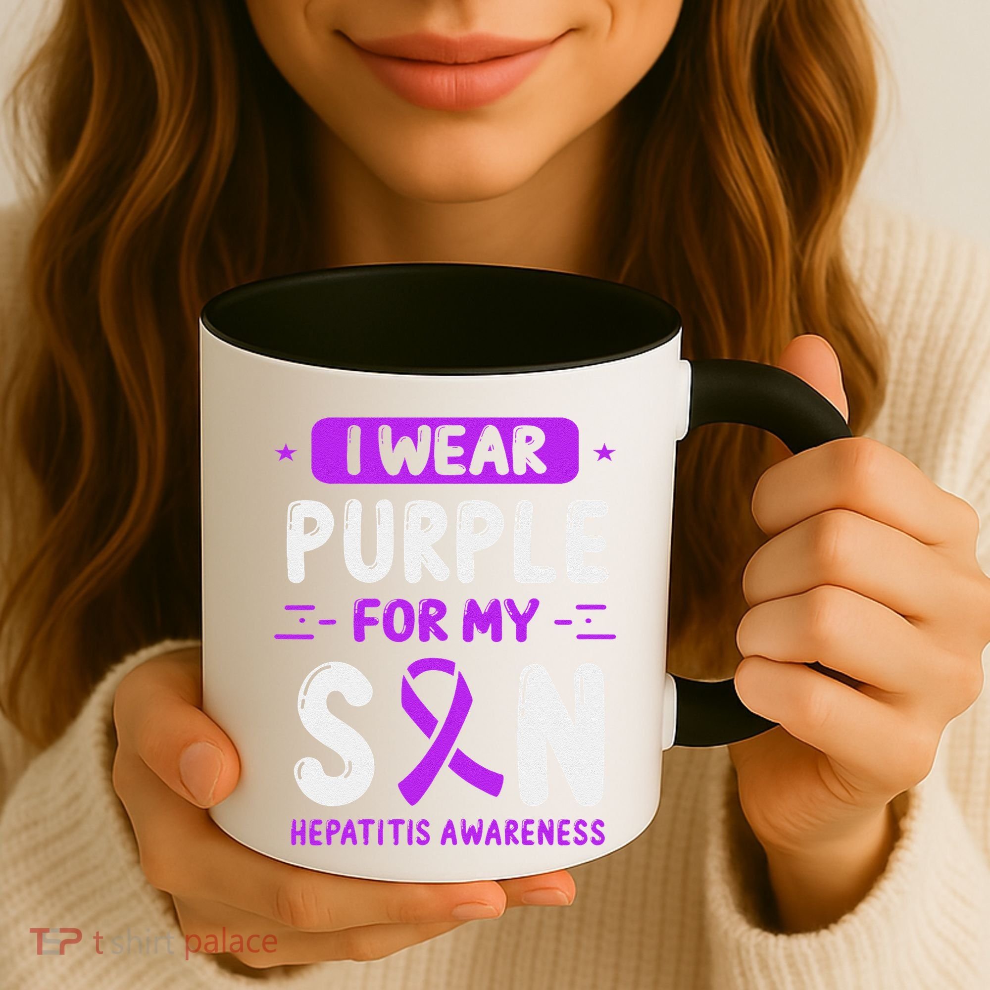 Autoimmune Hepatitis Awareness Son Purple Ribbon Children Coffee Mug