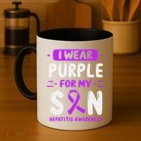 Autoimmune Hepatitis Awareness Son Purple Ribbon Children Coffee Mug thumb 4