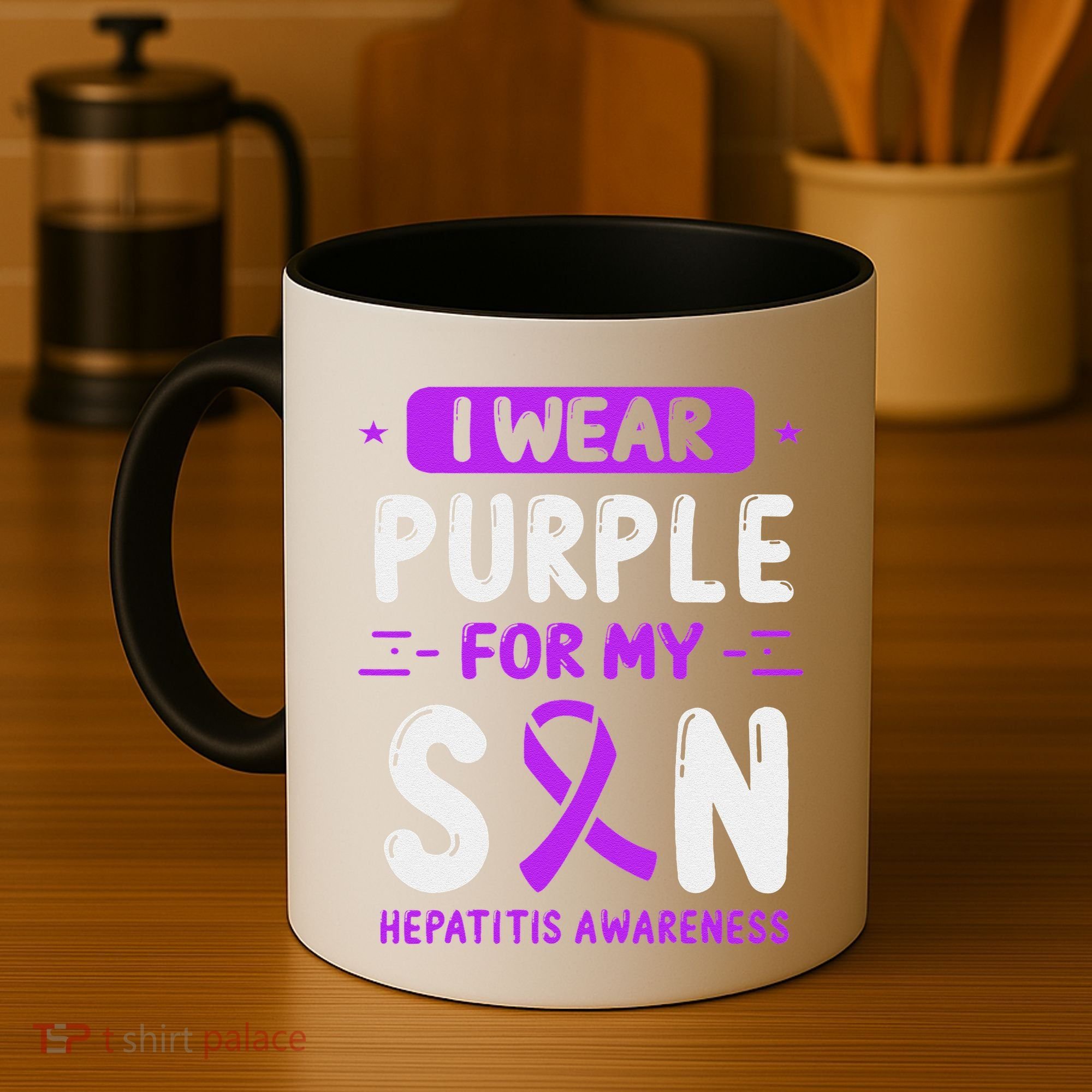 Autoimmune Hepatitis Awareness Son Purple Ribbon Children Coffee Mug
