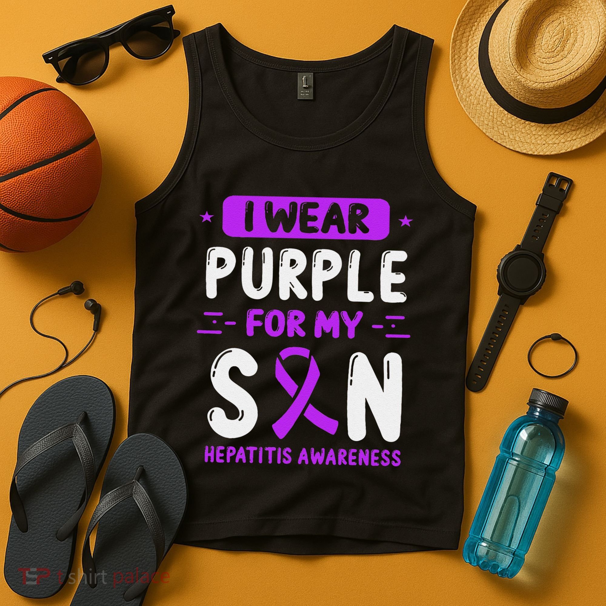 Autoimmune Hepatitis Awareness Son Purple Ribbon Children Tank Top
