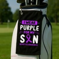 Autoimmune Hepatitis Awareness Son Purple Ribbon Children Golf Towel thumb 2