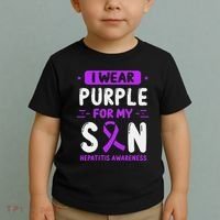 Autoimmune Hepatitis Awareness Son Purple Ribbon Children Toddler T-Shirt thumb 2