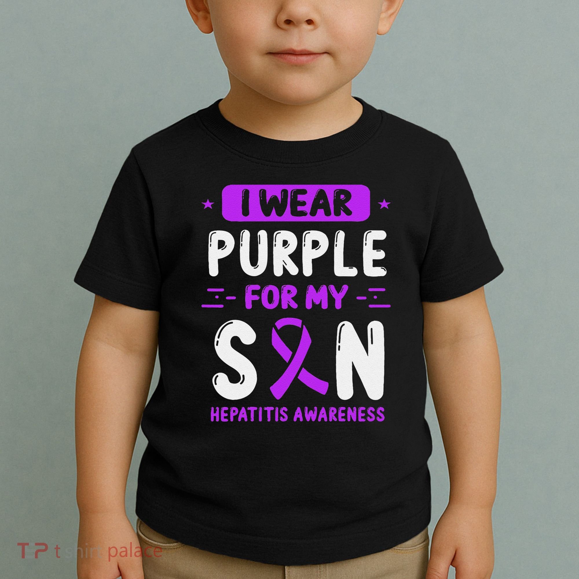 Autoimmune Hepatitis Awareness Son Purple Ribbon Children Toddler T-Shirt