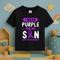 Autoimmune Hepatitis Awareness Son Purple Ribbon Children Toddler T-Shirt thumb 3