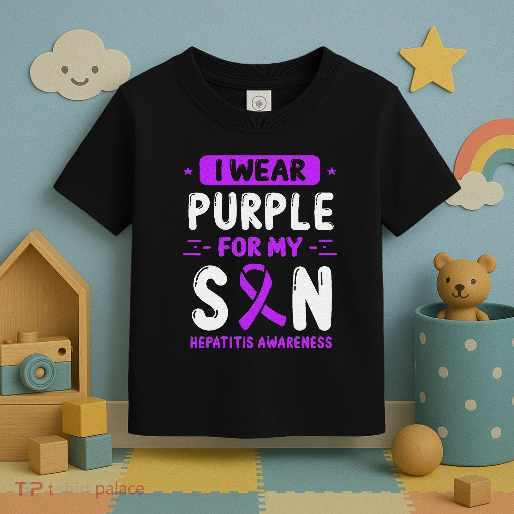 Autoimmune Hepatitis Awareness Son Purple Ribbon Children Toddler T-Shirt