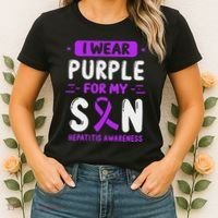 Autoimmune Hepatitis Awareness Son Purple Ribbon Children Women's T-Shirt thumb 2