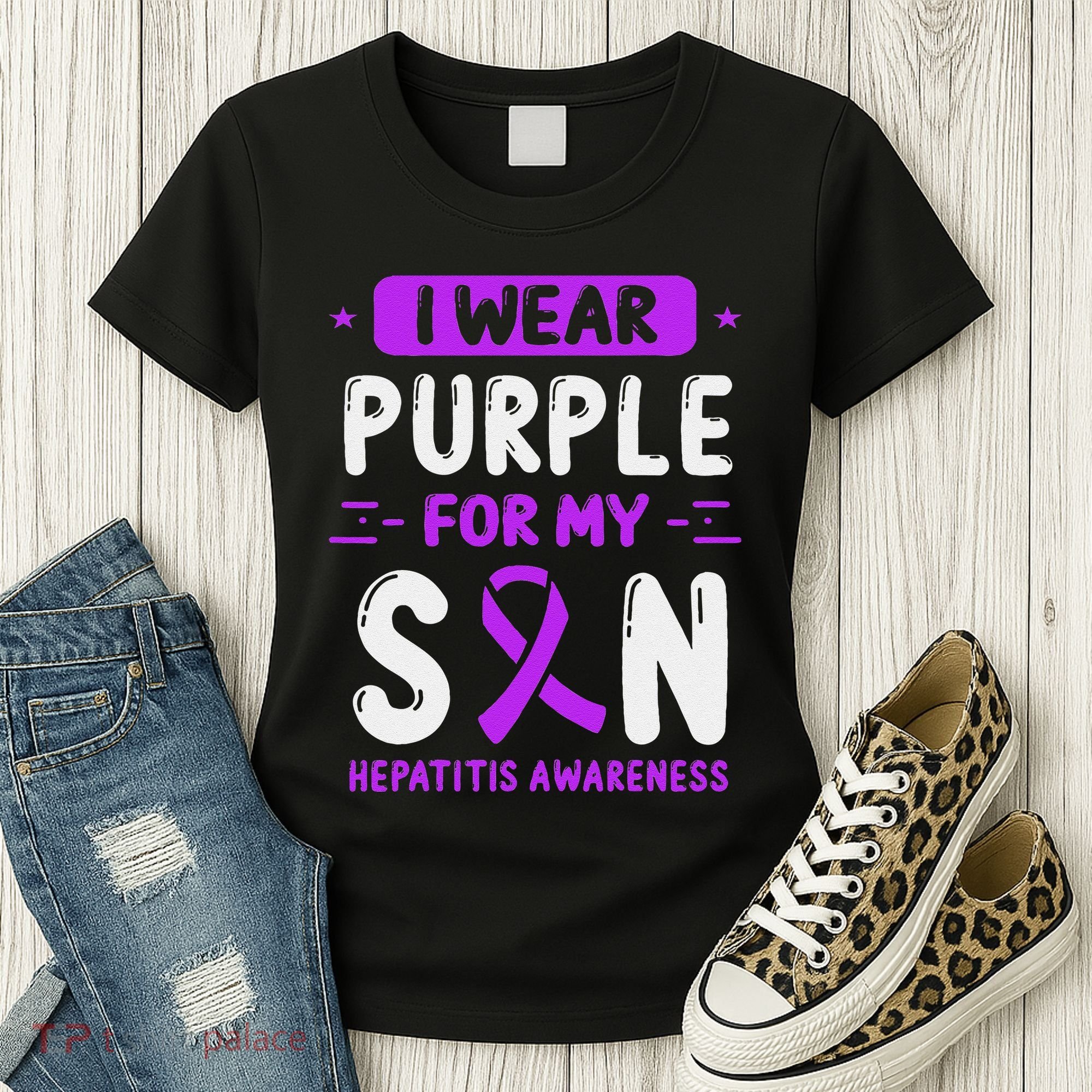 Autoimmune Hepatitis Awareness Son Purple Ribbon Children Women's T-Shirt