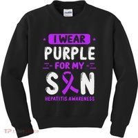 Autoimmune Hepatitis Awareness Son Purple Ribbon Children Kids Sweatshirt thumb 0