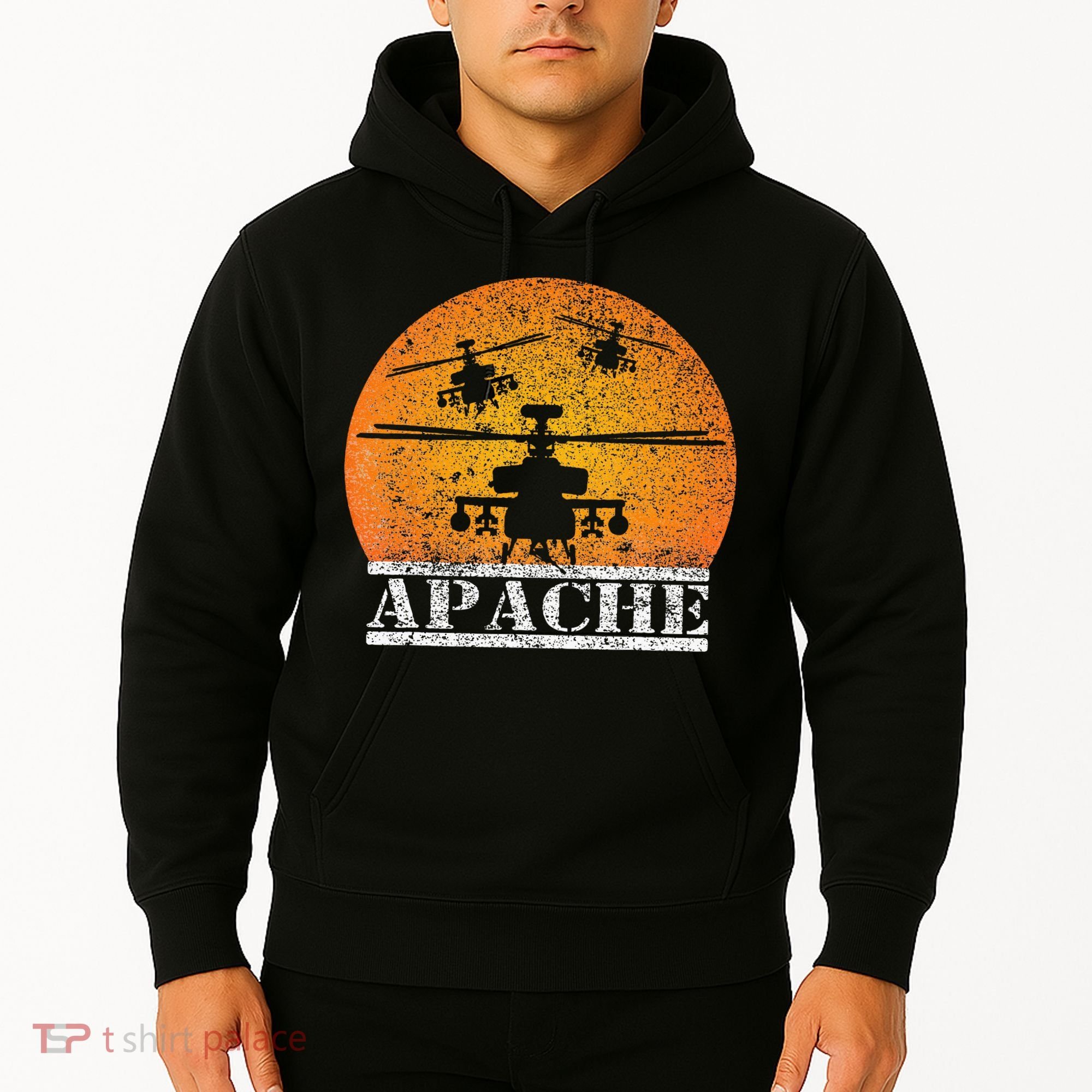 Apache Helicopter AH64 Attack Helicopters Pilot Sunset Hoodie