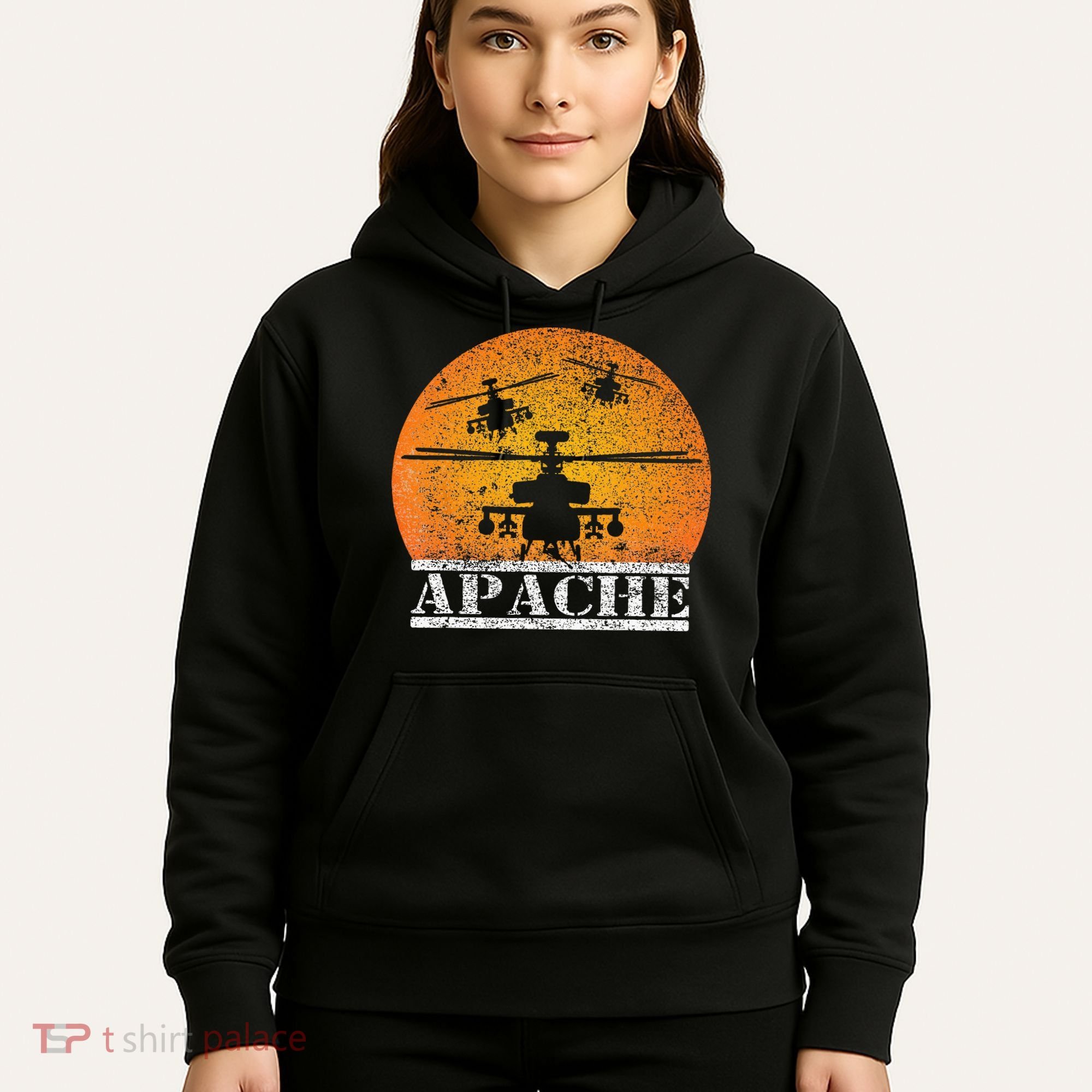 Apache Helicopter AH64 Attack Helicopters Pilot Sunset Hoodie