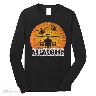 Apache Helicopter AH64 Attack Helicopters Pilot Sunset Long Sleeve Shirt